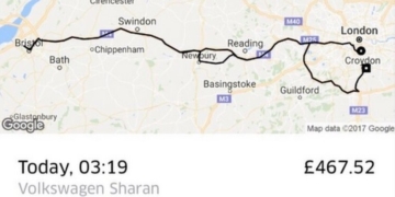 Londoner accidentally gets Uber to Croydon, via Bristol