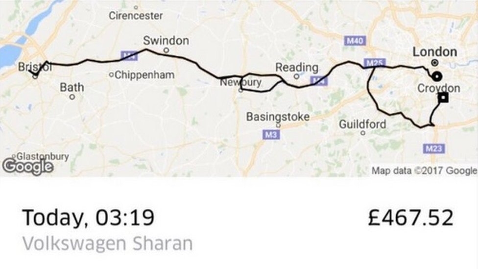 Londoner accidentally gets Uber to Croydon, via Bristol