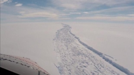 Large iceberg poised to break off Antarctic ice shelf