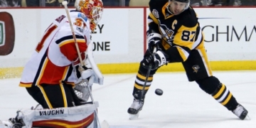 Chad Johnson keeps Sidney Crosby at bay in Flames’ shootout win