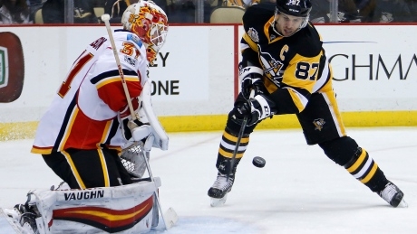 Chad Johnson keeps Sidney Crosby at bay in Flames’ shootout win