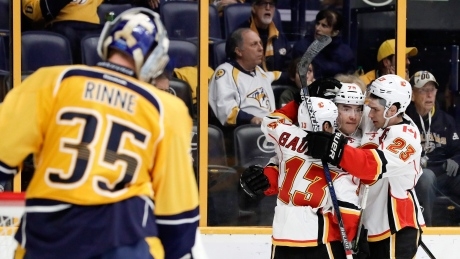 Flames blow lead, rally back to down Preds in OT
