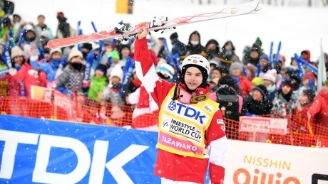 Mikael Kingsbury strikes gold again in World Cup moguls