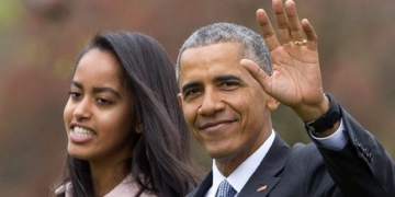 Broadway night out: Barack and Malia Obama check out The Price