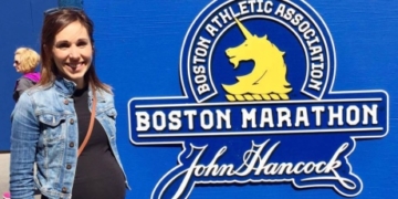 8 months pregnant, Moncton runner finishes Boston Marathon