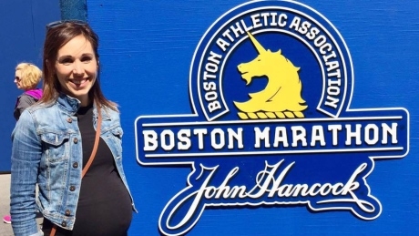 8 months pregnant, Moncton runner finishes Boston Marathon