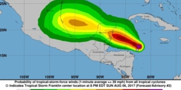 Franklin to make landfall in east coast of Yucatan peninsula Monday evening