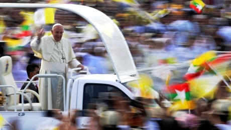 Pope Francis preaches forgiveness in first public mass in Myanmar