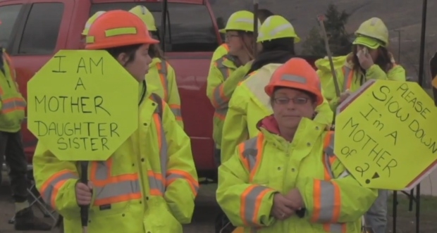 Vernon, B.C., traffic flagger still in critical condition