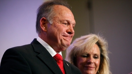 Roy Moore refuses to take questions about allegations, calls claims ‘scurrilous’