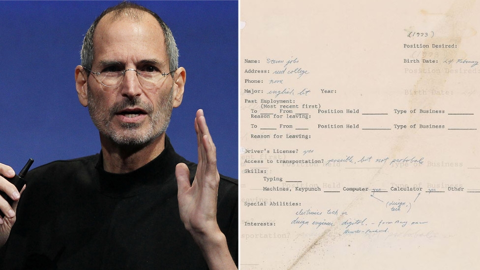 Steve Jobs: Apple founder's 1973 job application going on sale