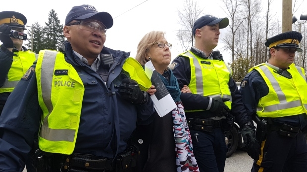 Federal Green Party Leader Elizabeth May arrested at anti-pipeline protest