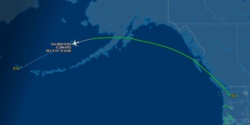 Delta flight from Beijing to Seattle lands on Alaskan island due to ‘potential engine issue’