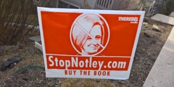 Rebel Media says ‘Stop Notley’ lawn signs don’t violate Alberta election advertising law
