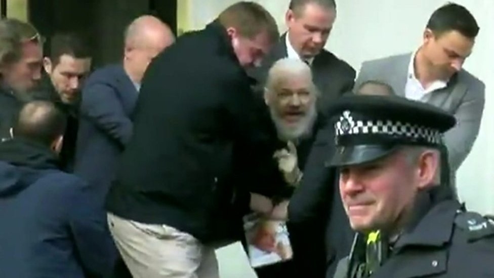 Julian Assange dragged from Ecuadorian embassy
