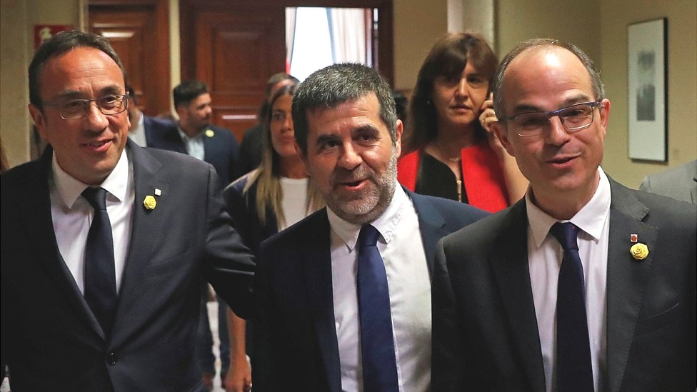 Catalan jailed MPs attend Spain parliament opening