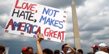 Protesters vie for attention during Independence Day celebrations in Washington