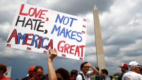 Protesters vie for attention during Independence Day celebrations in Washington