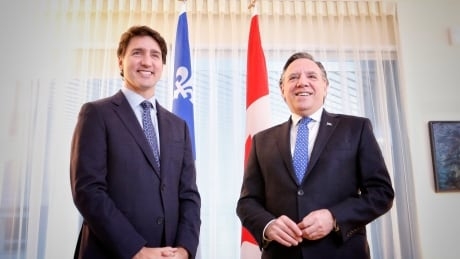 Bill 21, free trade deal top agenda as Trudeau, Legault meet in Montreal
