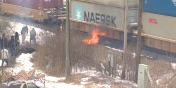 Freight trains moving through burning tire protest near Belleville, Ont.