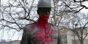 Winnipeg RCMP headquarters, monument honouring fallen officers, human rights museum vandalized