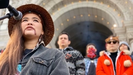 Indigenous youth camped at B.C. Legislature call for RCMP, pipeline workers to leave Wet’suwet’en territory