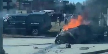 Vehicle erupts in flames in southwest Calgary collision that seriously injures 1 man