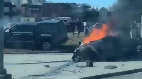 Vehicle erupts in flames in southwest Calgary collision that seriously injures 1 man