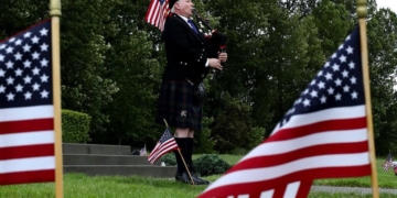 Bagpipes mark Memorial Day