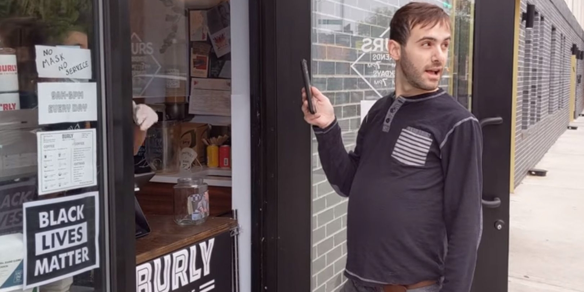 SEE IT: Man blocks door of Brooklyn coffee shop demanding worker remove “Black Lives Matter” sign