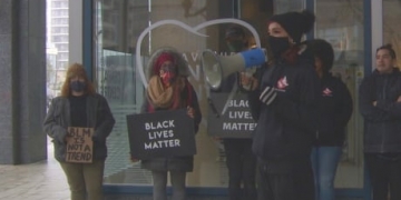 Anti-racism walkout sparks protest outside school district office