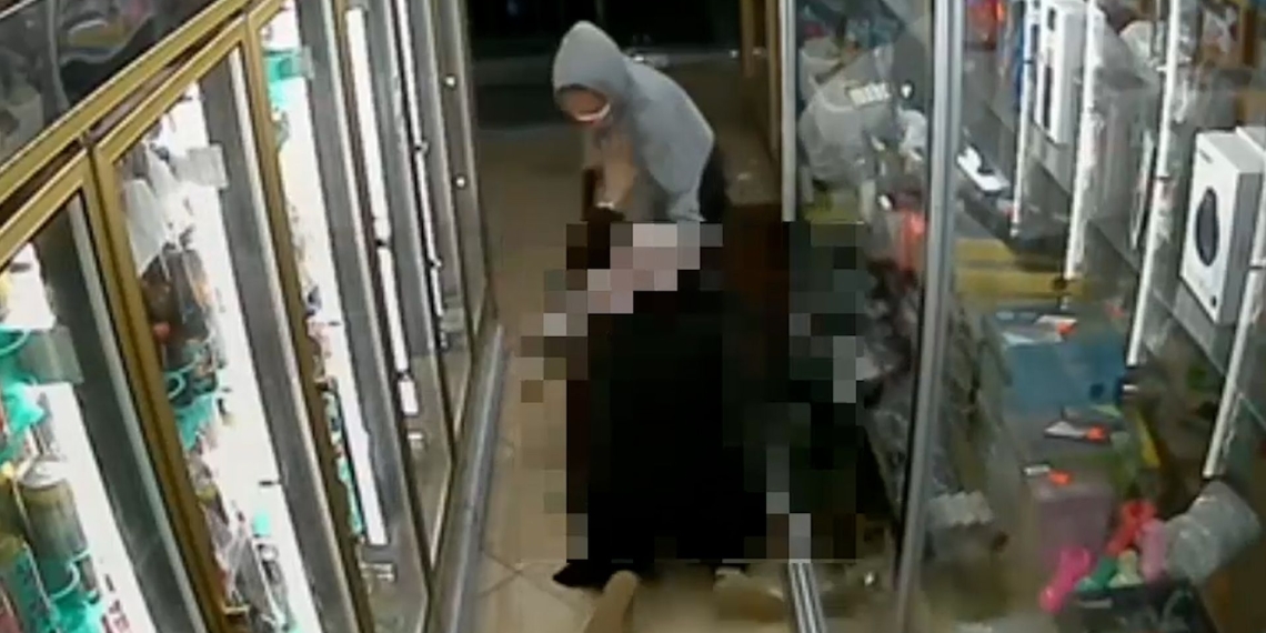 SEE IT: Armed robber wrestles with Bronx store clerk as 6-year-old girl cowers