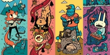 Banners of wildlife with musical instruments adds whimsy to walks around downtown Calgary