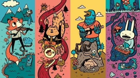 Banners of wildlife with musical instruments adds whimsy to walks around downtown Calgary