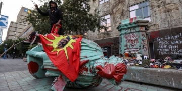 Egerton Ryerson statue toppled at Canada indigenous school protest