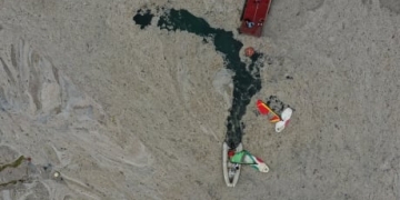 Marina blanketed by 'sea snot' marine mucilage in Istanbul